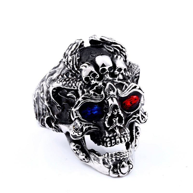 Men Ring Punk Skull Stainless Steel Ring Vintage Jewelry Wholesale