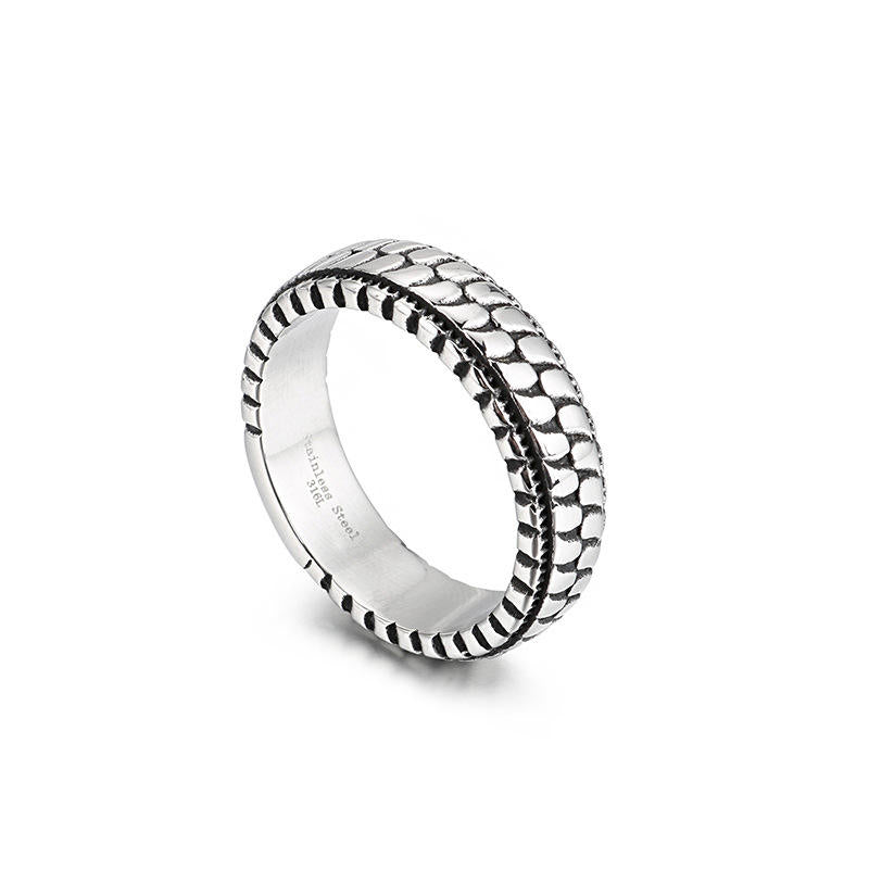 Stainless Steel Checker Ring for Men and Women Jewelry Wholesale