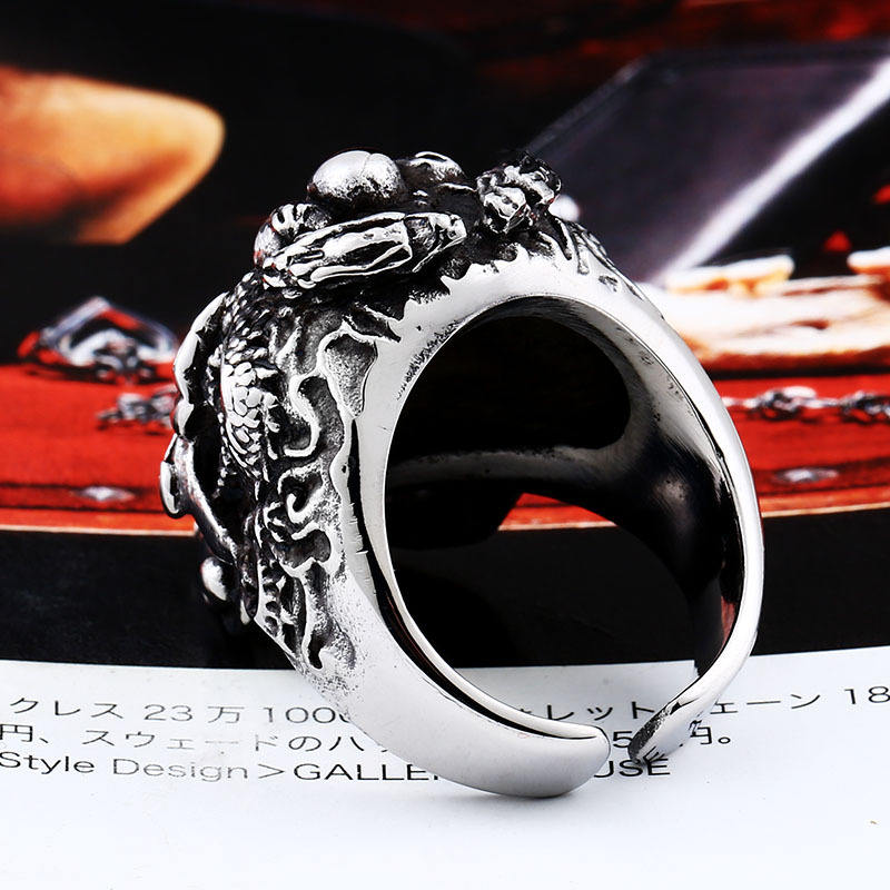 Men Ring Punk Skull Stainless Steel Ring Vintage Jewelry Wholesale
