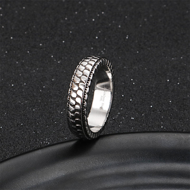 Stainless Steel Checker Ring for Men and Women Jewelry Wholesale