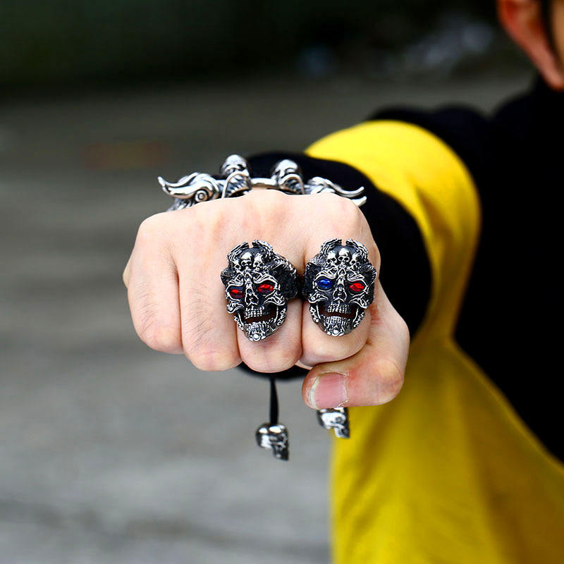 Men Ring Punk Skull Stainless Steel Ring Vintage Jewelry Wholesale