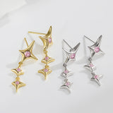 Load image into Gallery viewer, OAHLAN Fine Jewelry S925 Sterling Silver Stars Chain Drop Earrings Gold Plated for Women Parties Wedding Wholesale