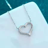 Load image into Gallery viewer, OAHLAN Fine Jewellery Adjustable Heart Shaped S925 Sterling Silver Moissanite Necklace for Women Girls Birthday Gift