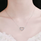 Load image into Gallery viewer, OAHLAN Fine Jewellery Adjustable Heart Shaped S925 Sterling Silver Moissanite Necklace for Women Girls Birthday Gift