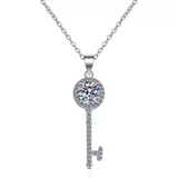 Load image into Gallery viewer, OAHLAN Fine Jewellery 1ct Round Cut Key Shaped Moissanite S925 Sterling Silver Pendant Necklace for Women Wedding Gift