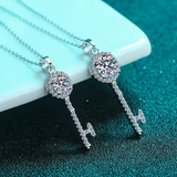Load image into Gallery viewer, OAHLAN Fine Jewellery 1ct Round Cut Key Shaped Moissanite S925 Sterling Silver Pendant Necklace for Women Wedding Gift