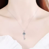 Load image into Gallery viewer, OAHLAN Fine Jewellery 1ct Round Cut Key Shaped Moissanite S925 Sterling Silver Pendant Necklace for Women Wedding Gift