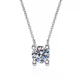 Load image into Gallery viewer, OAHLAN Fine Jewellery 1.0ct Round Cut Sparkling Moissanite S925 Sterling Silver Pendant Necklaces for Women Wedding Engagement