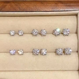 Load image into Gallery viewer, OAHLAN Fine Jewellery Polishing Craft Six Claw Zircon 925 Sterling Silver Earrings for Women Girl Party Anniversary