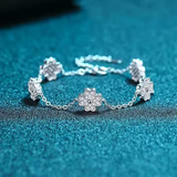 Load image into Gallery viewer, OAHLAN Fine Jewelry Five Flower Four Leaf Clover Micro Inlaid Moissanite S925 Sterling Silver Bracelets for Women Ladies