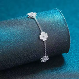 Load image into Gallery viewer, OAHLAN Fine Jewelry Five Flower Four Leaf Clover Micro Inlaid Moissanite S925 Sterling Silver Bracelets for Women Ladies