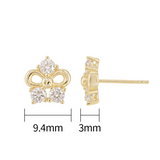 Load image into Gallery viewer, OAHLAN Women&#39;s Fine Jewelry 14K Gold Plated Flower Shaped Zircon S925 Sterling Silver Stud Earrings for Wedding Engagement