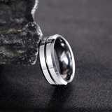 Load image into Gallery viewer, 8mm Silver Color Grooved Inlay Tungsten Carbide Rings Classic Polished for Men