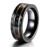Load image into Gallery viewer, 8mm Opal Gemstone Metal Slag Inlay Hammered Tungsten Carbide Rings