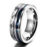 Load image into Gallery viewer, 8mm Antler Ring Crushed Turquoise Metal Hammered Tungsten Carbide Rings