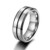 Load image into Gallery viewer, 8mm Silver Color Grooved Inlay Tungsten Carbide Rings Classic Polished for Men