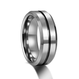 Load image into Gallery viewer, 8mm Silver Color Grooved Inlay Tungsten Carbide Rings Classic Polished for Men