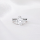 Load image into Gallery viewer, OAHLAN Luxury Fashion Female Jewelry 1.5 Carat Pear Cut 925 Sterling Silver Bridal Set Moissanite Rings for Women Wedding
