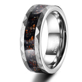 Load image into Gallery viewer, 8mm Dinosaur Bone Metal Slag Hammered Tungsten Carbide Rings for Men