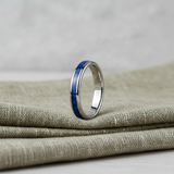 Load image into Gallery viewer, 4mm Natural Lapis Lazuli Crushed Stone Inlay Silver Tungsten Carbide Ring