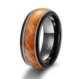 Load image into Gallery viewer, Fashion Male Jewelry 8mm Dual Silver Guitar String and Barrel Wood Tungsten Carbide Rings for Men Wedding Engagement