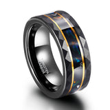 Load image into Gallery viewer, 8mm Opal Gemstone Metal Slag Inlay Hammered Tungsten Carbide Rings