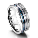 Load image into Gallery viewer, 8mm Antler Ring Crushed Turquoise Metal Hammered Tungsten Carbide Rings