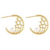 Load image into Gallery viewer, OAHLAN Women&#39;s Open Design Rhodium Plated S925 Sterling Silver Freshwater Pearl Earrings Fine Jewelry for Wedding Daily Wear