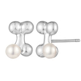 Load image into Gallery viewer, OAHLAN Women&#39;s Stacked Beaded Design S925 Sterling Silver Freshwater Pearl Earrings Fine Jewelry for Wedding Engagement