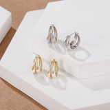 Load image into Gallery viewer, OAHLAN Women&#39;s S925 Sterling Silver Hoop Earrings Fine Jewelry Gold Plating Trendy Geometric Shape Wholesale for Engagement