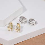 Load image into Gallery viewer, OAHLAN Women&#39;s S925 Sterling Silver Hoop Earrings Fine Jewelry Gold Plating Trendy Geometric Shape Wholesale for Engagement