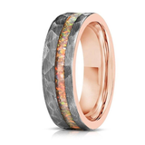 Load image into Gallery viewer, 6mm Fashion Jewelry Hammered Tungsten Carbide Ring Crushed Opal Inlay Rose Gold Plated Women Men Engagement Wedding Band