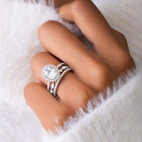 Load image into Gallery viewer, OAHLAN Fashion Ladies Luxury Jewelry 1.5 Carat Oval Cut Bridal Set Moissanite Rings for Women Wedding Engagement