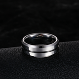 Load image into Gallery viewer, 8mm Silver Color Grooved Inlay Tungsten Carbide Rings Classic Polished for Men