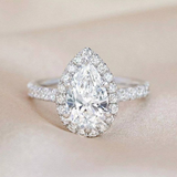 Load image into Gallery viewer, OAHLAN Luxury Fashion Female Jewelry 1.5 Carat Pear Cut 925 Sterling Silver Bridal Set Moissanite Rings for Women Wedding
