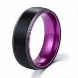Load image into Gallery viewer, 8mm Brushed Black Tungsten Carbide Ring Purple Inner Band Men Wedding Band Fashion Jewelry Gift