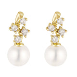 Load image into Gallery viewer, OAHLAN Women&#39;s Rhodium Plated Zircon S925 Sterling Silver White Freshwater Pearl Drop Earrings Fine Jewelry for Wedding Party