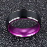 Load image into Gallery viewer, 8mm Brushed Black Tungsten Carbide Ring Purple Inner Band Men Wedding Band Fashion Jewelry Gift
