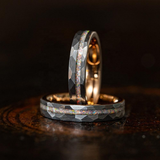 Load image into Gallery viewer, 6mm Fashion Jewelry Hammered Tungsten Carbide Ring Crushed Opal Inlay Rose Gold Plated Women Men Engagement Wedding Band