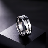 Load image into Gallery viewer, 8mm Silver Color Grooved Inlay Tungsten Carbide Rings Classic Polished for Men