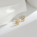Load image into Gallery viewer, OAHLAN Fine Jewelry S925 Sterling Silver Heart Flower Stud Earrings Zircon Geometric Trendy for Parties Wedding Anniversary