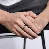 Load image into Gallery viewer, 4mm Silver Black Tungsten Carbide Ring Green Moss Agate Inlay for Womens Mens Wedding Band Anniversary Ring