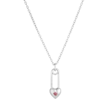Load image into Gallery viewer, OAHLAN Women&#39;s S925 Sterling Silver Heart Shaped Paper Clip Pendant Necklace Pink Zircon Rhodium Plated Trendy Anniversary Gift