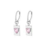Load image into Gallery viewer, OAHLAN Women&#39;s Trendy Rectangle S925 Sterling Silver Drop Earrings Heart Zirconia Fine Jewelry for Wedding Party Engagement