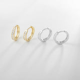 Load image into Gallery viewer, OAHLAN Women&#39;s Fine Jewelry Zircon S925 Sterling Silver Huggies Round Earrings 14K Gold Plated for Wedding Gifts Wholesale