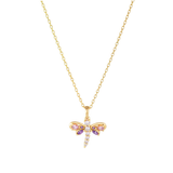 Load image into Gallery viewer, OAHLAN Delicate Dragonfly S925 Sterling Silver Pendant Necklace Pink Purple Zircon Fine Jewelry for Women&#39;s Parties Weddings