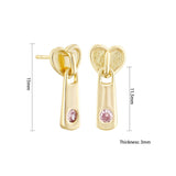 Load image into Gallery viewer, OAHLAN S925 Sterling Silver Women&#39;s Zipper Shaped Heart Earrings Gold Plated Fine Jewelry for Wedding Engagement Wholesale