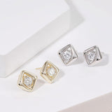 Load image into Gallery viewer, OAHLAN Fine Jewelry Round Cut Zircon 14K Gold Plated Square S925 Sterling Silver Earrings for Women Wedding Engagement