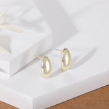 Load image into Gallery viewer, OAHLAN 14K Gold Plated S925 Sterling Silver Stud Earrings Fine Jewelry Oval Geometric Design Trendy for Women&#39;s Parties