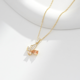 Load image into Gallery viewer, OAHLAN Fine Jewelry S925 Sterling Silver Butterfly Pendant Necklaces with Orange Zircon Wings Stone for Women Wedding Engagement